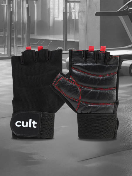 Cult Gym Gloves for Men & Women | With Wrist Support Accessories for Weightlifting, Training, Exercise, Cycling Gloves | Fitness Gloves | Black Red