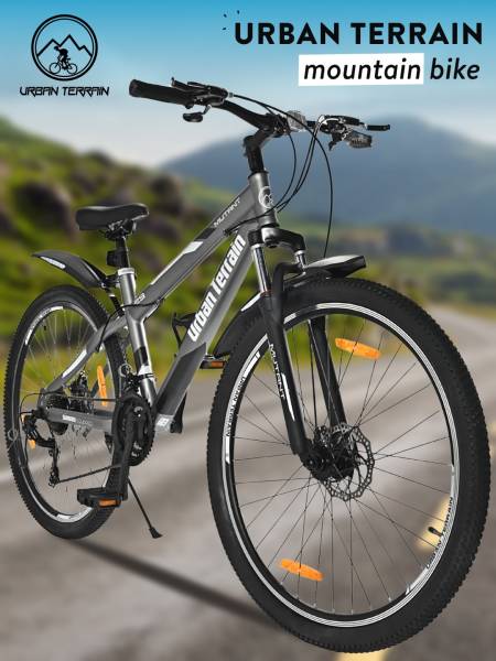 Mountain Cycle Steel 21 Speed Shimano Gear 29 inch, Grey With Front Suspension, Double Wall Rim and Dual Disc Brakes Ideal For 5.6 ft & above, Free Trainer Sessions and Cycling Event