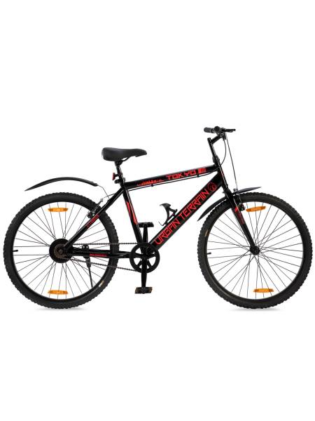 UT7000S26 Steel Single Speed 26 inch City Bike, Red, Free Trainer Sessions, Cycling Event and Ride Tracking App