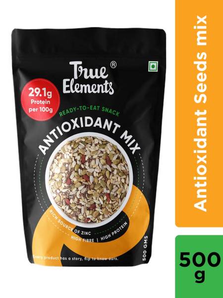 True Elements Antioxidant Mix,Roasted Sunflower, Pumpkin, Flax, Watermelon, Chia Seeds and Goji Berries 500gm