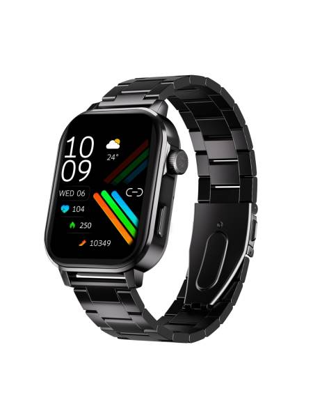 cult Ace X Luxe 1.96" AMOLED Smartwatch, Premium Metallic Build, Always on Display, Bluetooth Calling, Live Cricket Score, Health Tracking, Functional Crown, Auto Sports Recognition(Black Steel)