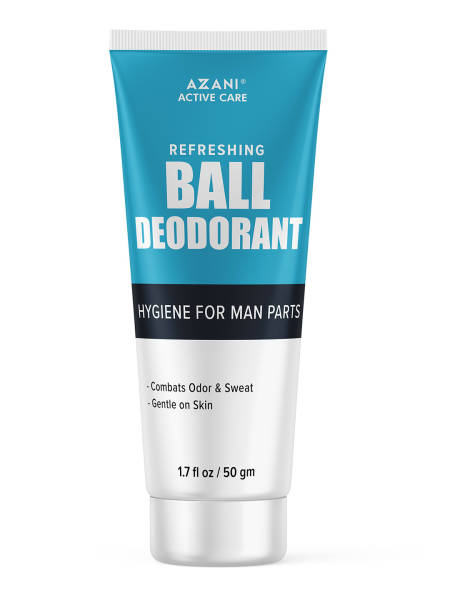 Azani Anti-Chafing Men’s Ball Deodorant | Odor, Sweat, Itch, Redness| Niacinamide & Hyaluronic Acid, 50 gm