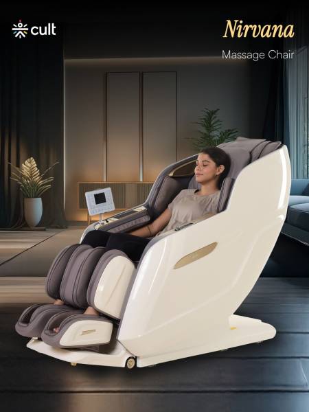 Cult Nirvana Advanced 4D Massage Chair with Leg Massager | Extended SL Track | 22 Auto Programs | Waist Heating | Zero-Gravity | AI Voice Control (Beige & White) - (6 Months extended Warranty)