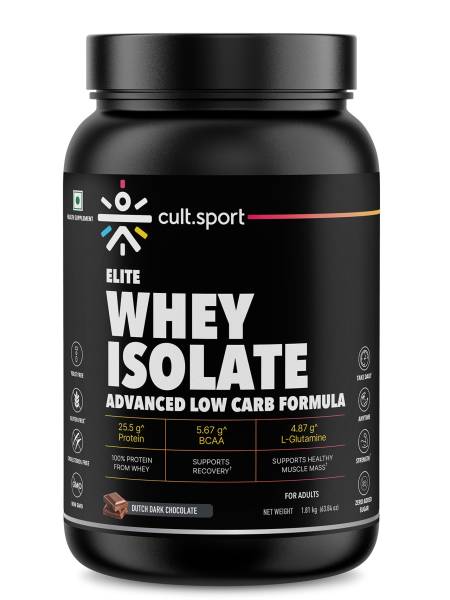 Elite Whey Isolate Advanced Whey Protein - 1.81Kg | Protein Powder for Men & Women for Muscle Building & Recovery | 25g Protein Per Serving | 5g BCAA | 4.2g L - glutamine | Sugar free | Dutch Dark Chocolate