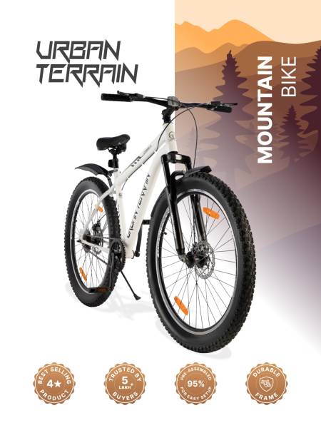 UT5000S27.5 Mountain Cycle Steel Single Speed Cycle 27.5 inch, Dual Disc Brakes, Front Suspension, Double Wall Alloy Rim, White, Free Trainer Sessions, Cycling Event