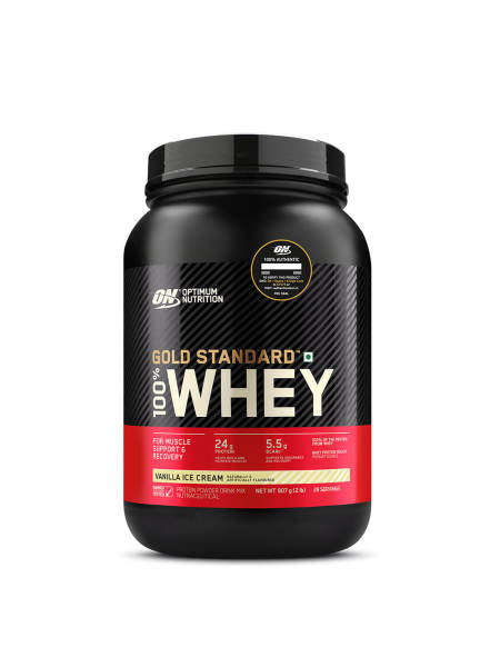 Optimum Nutrition (ON) Gold Standard 100% Whey Protein Powder 2 lbs, 907 g (Vanilla Ice Cream), for Muscle Support & Recovery, Vegetarian - Primary Source Whey Isolate