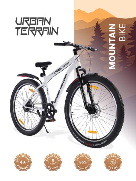 UT5000S29 Mountain Bike Steel Single Speed Cycle 29 inch Tyre, Dual Disc Brake, Front Suspension, Double Wall Alloy Rim, White, Free Trainer Sessions, Cycling Event
