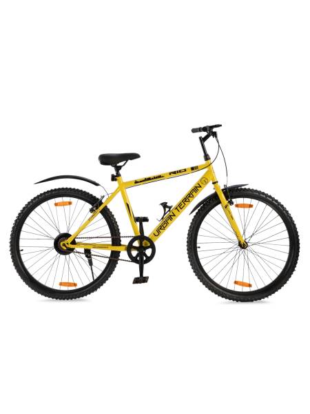 UT7002S27.5 Steel Single Speed 27.5 inch City Bike, Yellow, Free Trainer Sessions, Cycling Event and Ride Tracking App