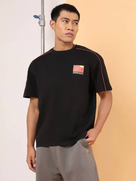 Men's Black Power Play Relaxed fit T-shirt