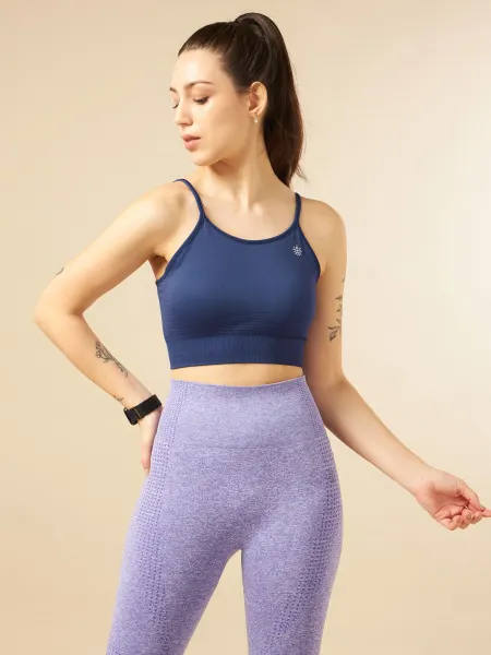 Blue Seamless Medium-Support Sports Bra