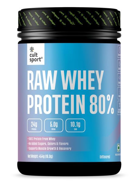 Raw Whey Protein 80% - 454 g | Protein Powder for Men & Women | Reforms Strength, Muscle Growth & Recovery | 24g Protein Per Serving | Unflavoured Concentrate
