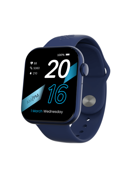 Active T 2.01” HD Display, Single Chip BT Calling, Rotating Crown, 200 WatchFace (Blue Strap, Free Size)