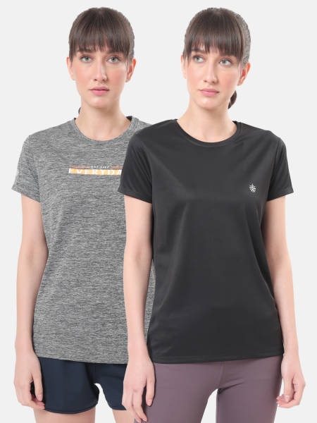 Textured Active T-shirt with Graphic Pack of 2