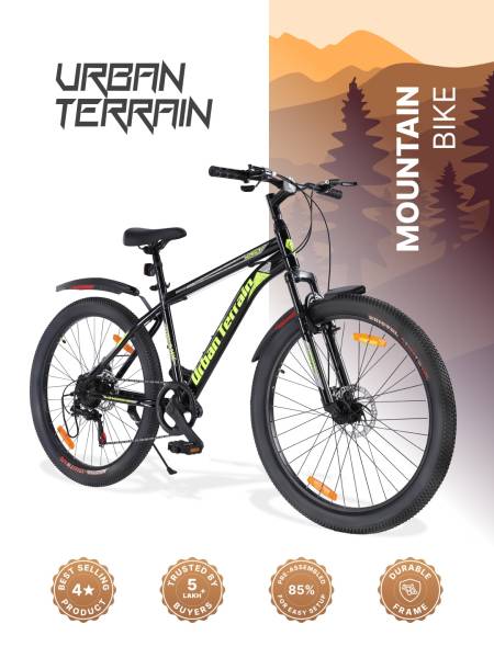 Galaxy Max Mountain Bike Steel 7 Speed Cycle 26 inch Tyre, Green With Front Suspension, Single Wall Rim and Dual Disc Brakes Ideal For 5 ft to 5.7 ft, Free Trainer Sessions and Cycling Event