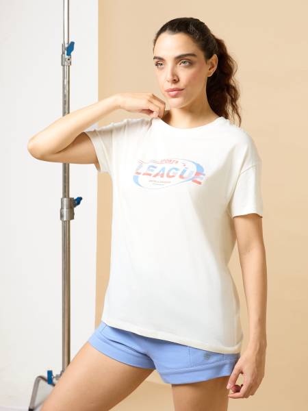 Women's White Sports League Graphic T-shirt