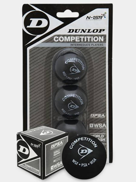 DUNLOP Competition Squash Balls (Pack of 3, Black)