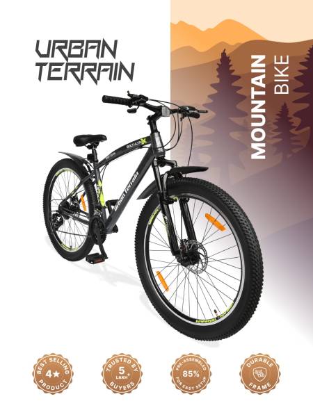 Bolt Ultra Mountain Bike Steel 21 Speed Cycle 27.5 inch Tyre, Grey With Front Suspension, Double Wall Rim and Dual Disc Brakes, Ideal For 5.2 ft to 6 ft, Free Trainer Sessions and Cycling Event