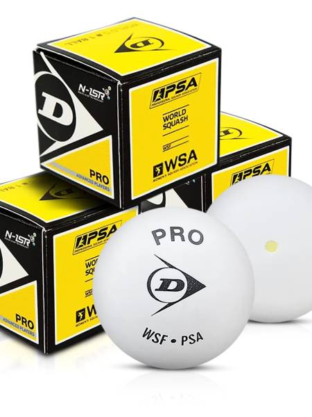 DUNLOP Pro White Green Single Dot Squash Balls (Pack of 3)