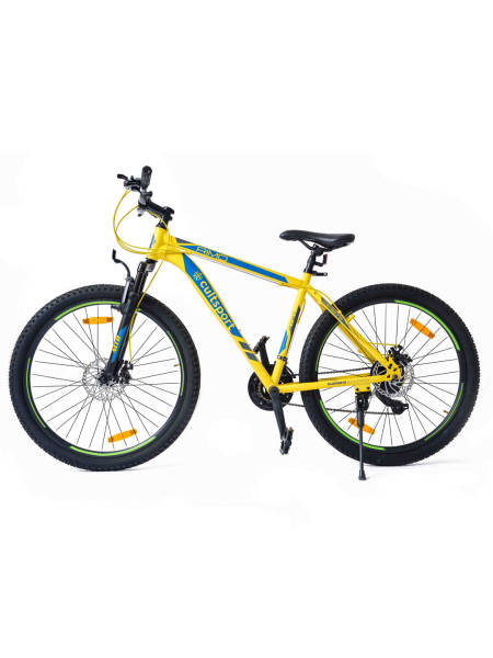 Rimo Steel 21 Speed Shimano Gear 27.5 inch Mountain Cycle, Dual Disc Brake, Front Suspension Double Wall Alloy Rim, Yellow, Free Trainer Sessions, Cycling Event