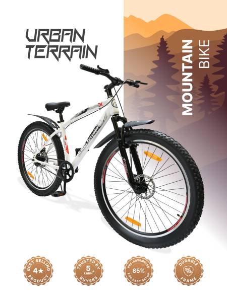 Bolt Pro Mountain Bike Steel Single Speed 27.5 inch Tyre with Dual Disc Brakes, Front Suspension, Double Wall Alloy Rim, White, Free Trainer Sessions, Cycling Event