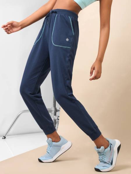 Women's Navy Melange Pop Up Thread Leisure Joggers