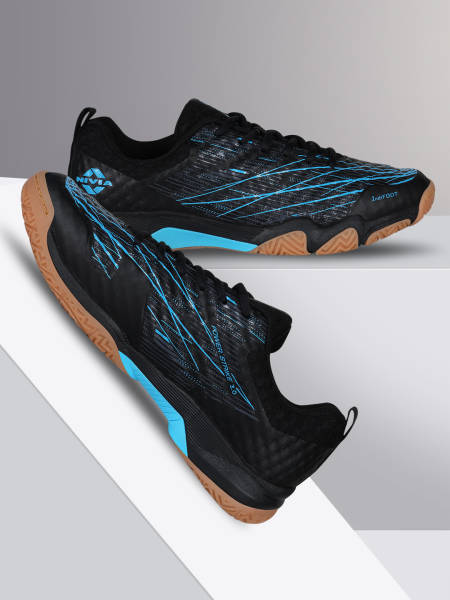 NIVIA Powerstrike 3.0 Badminton Shoes for Mens (Black/Blue)
