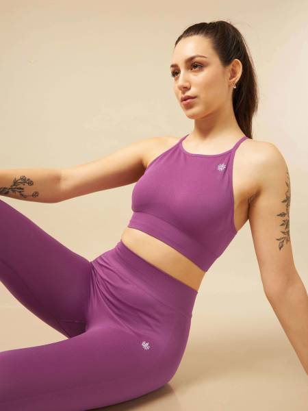 Purple Seamless Medium-Support High-Coverage Sports Bra