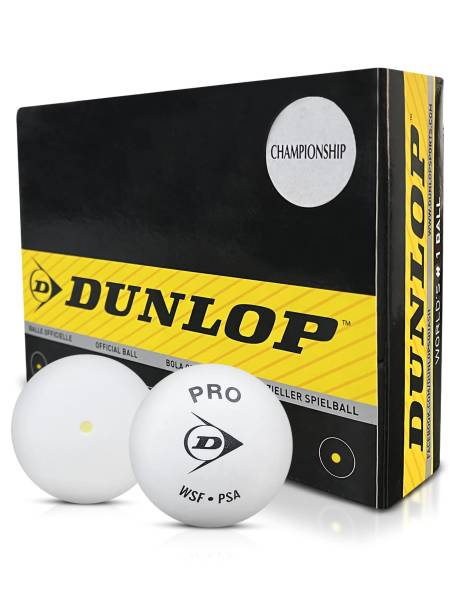 DUNLOP Pro White Green Single Dot Squash Balls (Pack of 12)