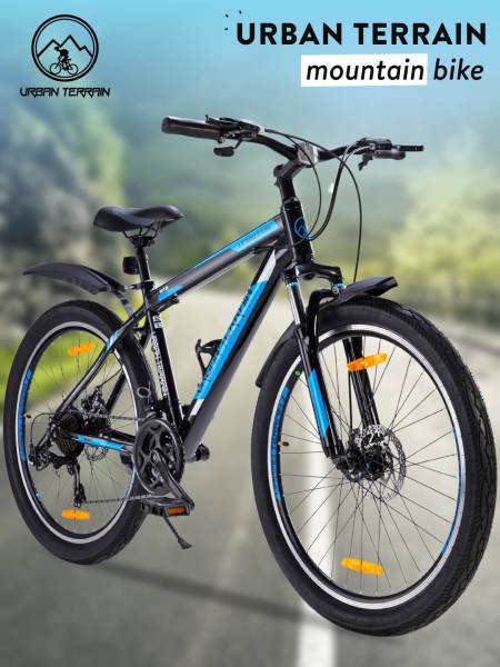 Mountain Cycle Alloy 21 Speed Shimano Gear 26 inch, Black With Front Suspension, Double Wall Rim and Dual Disc Brakes Ideal For 5 ft to 5.7 ft, Free Trainer Sessions and Cycling Event