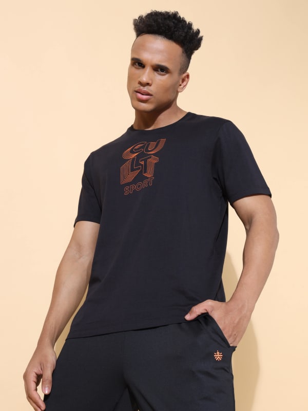 Solid Performance Tshirt with Chest Graphic