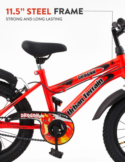 Kids Cycle Steel Single Speed 16 inch Red Ideal For 3.6 ft 4.2 ft Free Trainer Sessions and Cycling Event