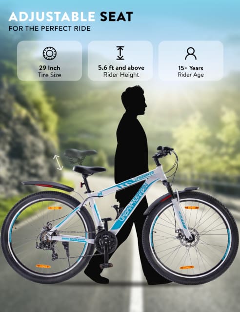 Shop for UT6000A29 Mountain Bike Alloy 21 Speed Cycle Shimano Gear 29 inch Tyre White With Front Suspension Double Wall Rim And Dual Disc Brake Ideal For 5.6 ft above Free