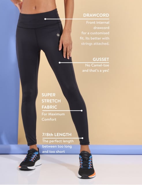 Buy AbsoluteFit Essential Black Tights With Pockets for Women