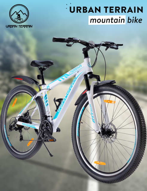 Shop for UT6000A29 Mountain Bike Alloy 21 Speed Cycle Shimano Gear 29 inch Tyre White With Front Suspension Double Wall Rim And Dual Disc Brake Ideal For 5.6 ft above Free