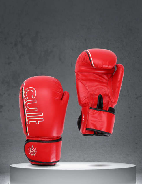 Buy Cult Premium Leather Boxing Gloves for Men Women Foam Padding Punching Bag Gloves for Boxing Training Kickboxing Muay Thai MMA Red 1749 Online Cultsport
