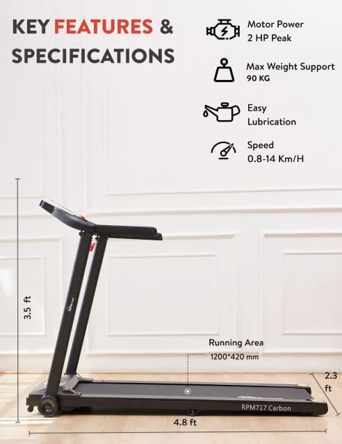 Buy HRX Hampson 3 HP Peak (Max Weight: 100 Kg) 3 Level Manual Incline  Treadmill for Home Gym Fitness with 1 Year Warranty Online at Low Prices in  India 