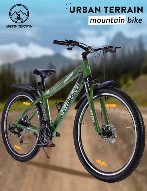 Shop for UT6000S29 Mountain Bike Steel 21 Speed Shimano Gear 29 inch Cycle Green With Front Suspension Double Wall Rim And Dual Disc Brake Ideal For 5.6 ft above Free Trainer