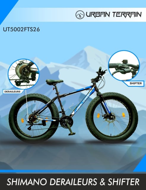 Buy UT5002FTS26 Blue Steel mtb 26 T Shimano Geared Fat Tyre Cycle 21 Gear Cultsport