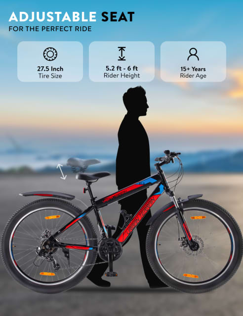Shop for UT2000 Mountain Bike Steel 21 Speed Cycle Shimano Gear 27.5 inch Tyre Red With Front Suspension Double Wall Rim and Dual Disc Brakes Ideal For 5.2 ft to 6 ft