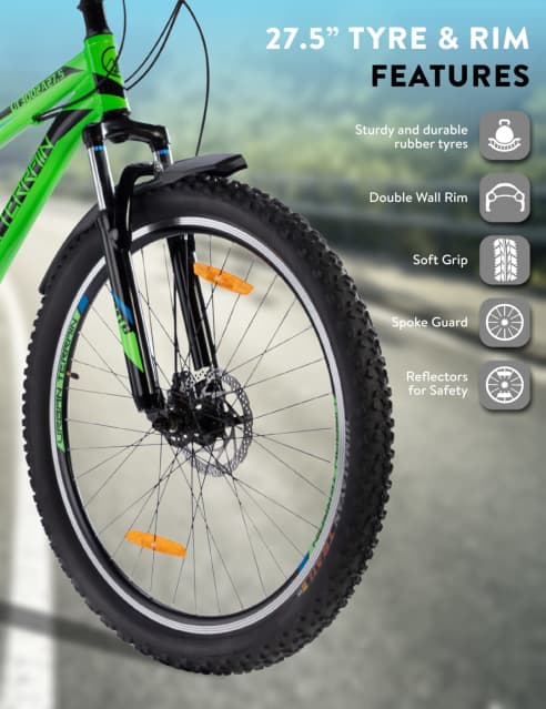 Shop for UT3002A27.5 Mountain Bike Alloy 21 Speed Shimano Gear 27.5 inch Tyre Green With Front Suspension Double Wall Rim and Dual Disc Brakes Ideal For 5.2 ft to 6 ft Free