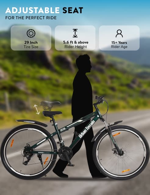 Shop for Mutant Mountain Bike Steel 21 Speed Cycle Shimano Gear 29 inch Tyre Green With Front Suspension Double Wall Rim and Dual Disc Brakes Ideal For 5.6 ft above Free