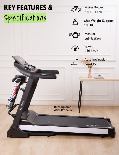 Buy HRX Hampson 3 HP Peak (Max Weight: 100 Kg) 3 Level Manual Incline  Treadmill for Home Gym Fitness with 1 Year Warranty Online at Low Prices in  India 