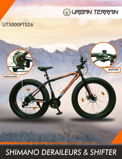 Buy UT5000FTS26 Red Steel mtb 26 T Shimano Geared Fat Tyre Cycle 21 Gear Cultsport