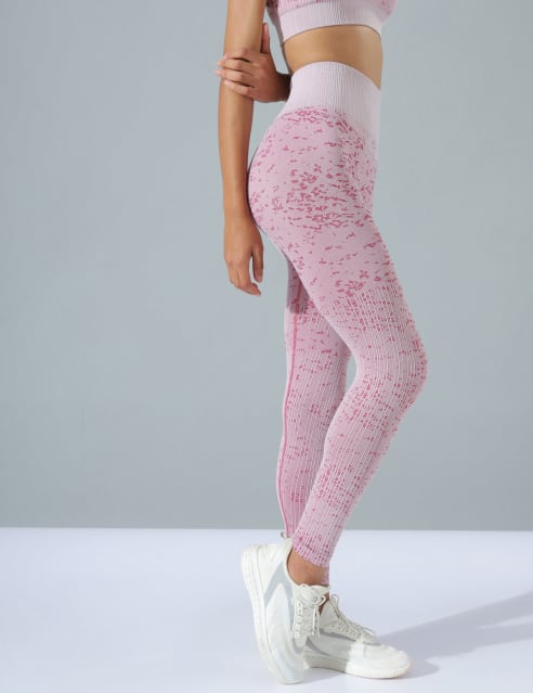 Womens GYMSHARK FLEUR TEXTURE LEGGINGS - DUSKY PINK MARL Size S Small