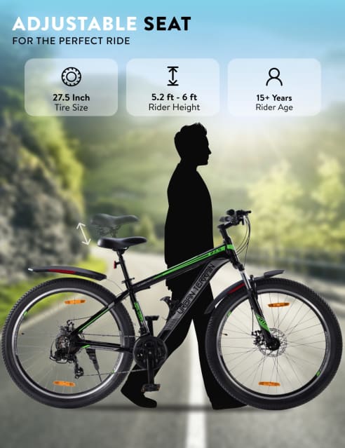 Shop for UT3001A27.5 Mountain Bike Alloy 21 Speed Shimano Gear 27.5 inch Tyre Black With Front Suspension Double Wall Rim and Dual Disc Brakes Ideal For 5.2 ft to 6 ft Free