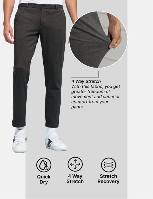 Shop for Textured 4 Way Stretch Pants with Reflective Detail for men Online  in India