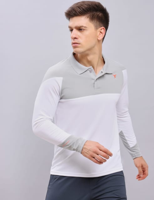 Technosport Men s Active Polo Neck Full Sleeve Colorblocked T Shirt