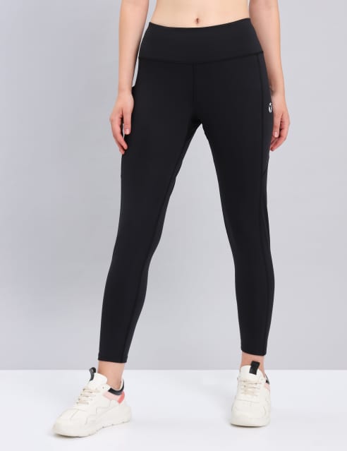 Buy Cultsport Dark Grey Polyester Yoga Tights with Side Pocket online