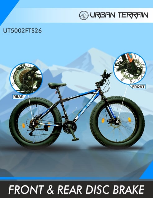 Buy UT5002FTS26 Blue Steel mtb 26 T Shimano Geared Fat Tyre Cycle 21 Gear Cultsport