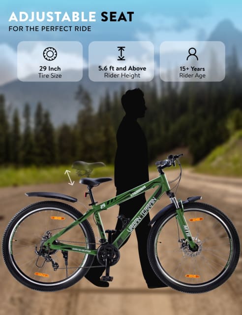 Shop for UT6000S29 Mountain Bike Steel 21 Speed Shimano Gear 29 inch Cycle Green With Front Suspension Double Wall Rim And Dual Disc Brake Ideal For 5.6 ft above Free Trainer